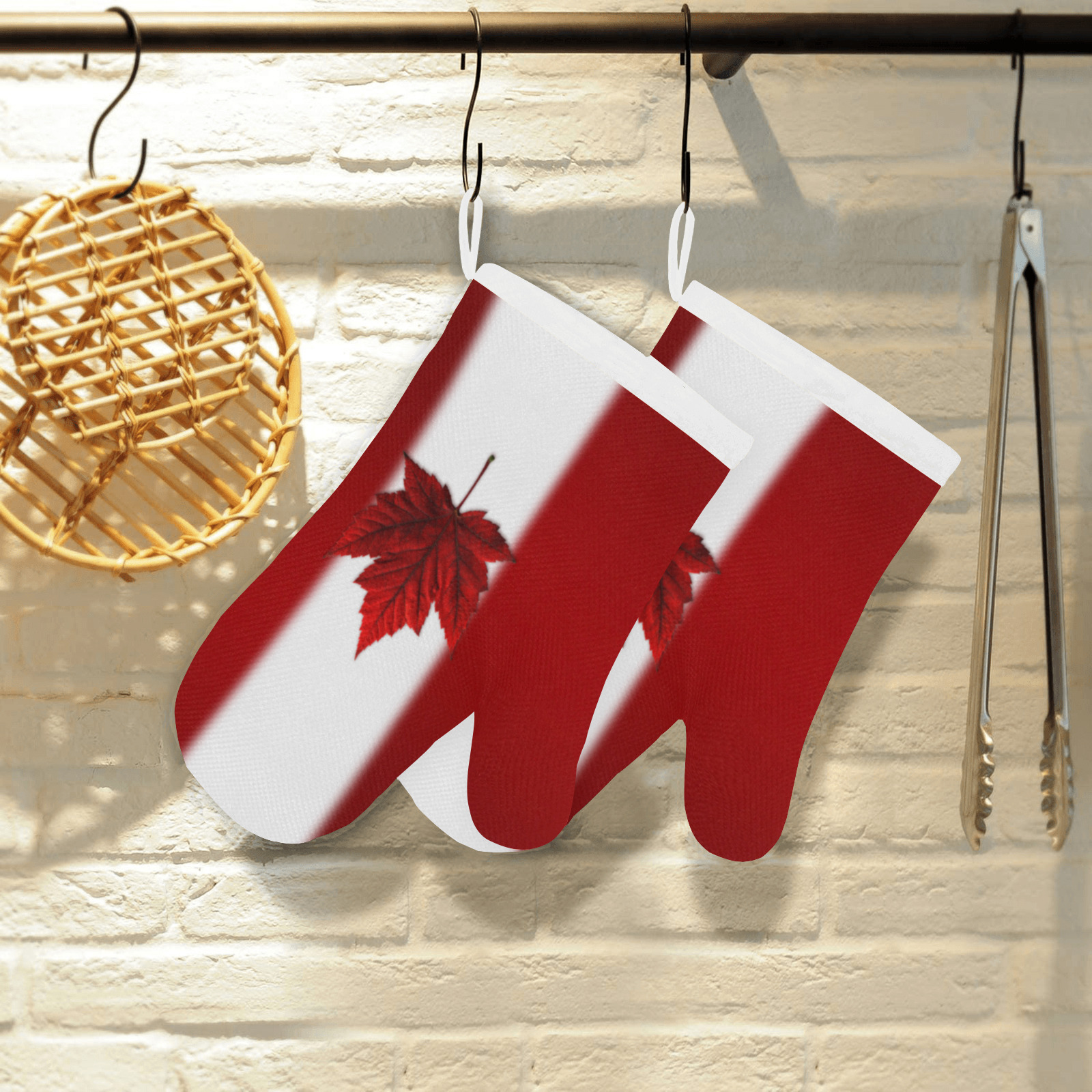 Canada Flag Oven Mitts Linen Oven Mitt (Two Pieces)