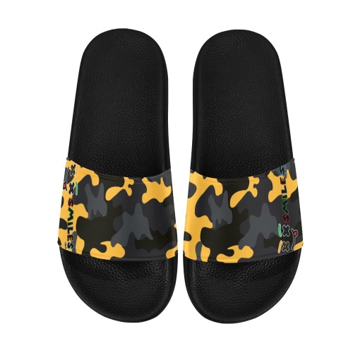 XXsmiles Mens Yellow Camo Sandals Men's Slide Sandals (Model 057)