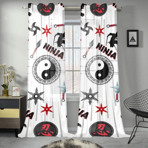 Ninja Gauze Two Piece Curtain 28 x 95 Inches Gauze Curtain 28"x95" (Two-Piece)