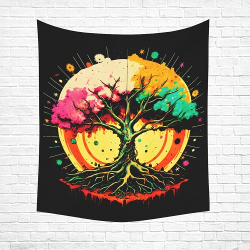 Tree of Life, branches reaching skyward Polyester Peach Skin Wall Tapestry 51"x 60"