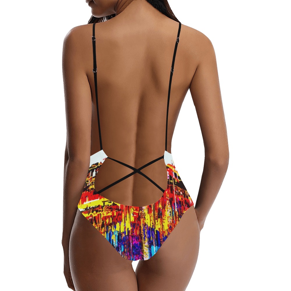 tintaliquida 2_vectorized Sexy Lacing Backless One-Piece Swimsuit (Model S10)