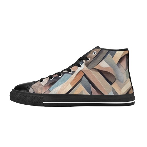 Geometric abstract flower. Soft beige colors Women's Classic High Top Canvas Shoes (Model 017)