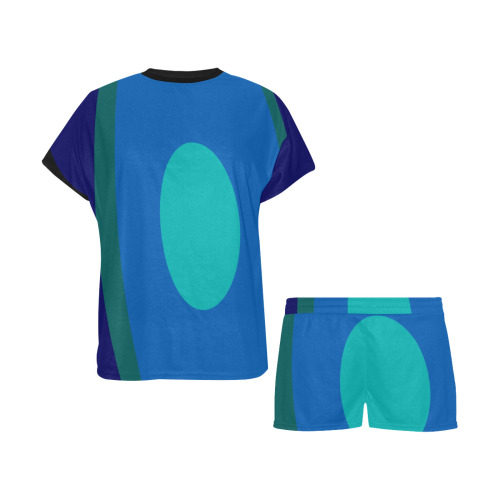 Dimensional Blue Abstract 915 Women's Short Pajama Set