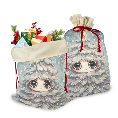 Little Christmas Tree Santa Claus Drawstring Bag 21"x32" (Two Sides Printing)
