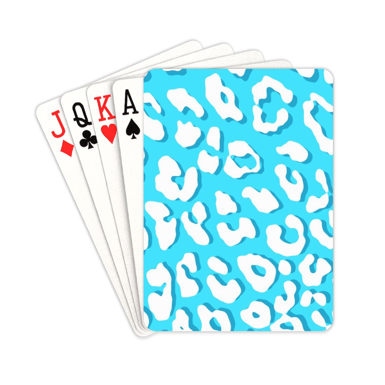 White Leopard Print Light Blue Playing Cards 2.5"x3.5"