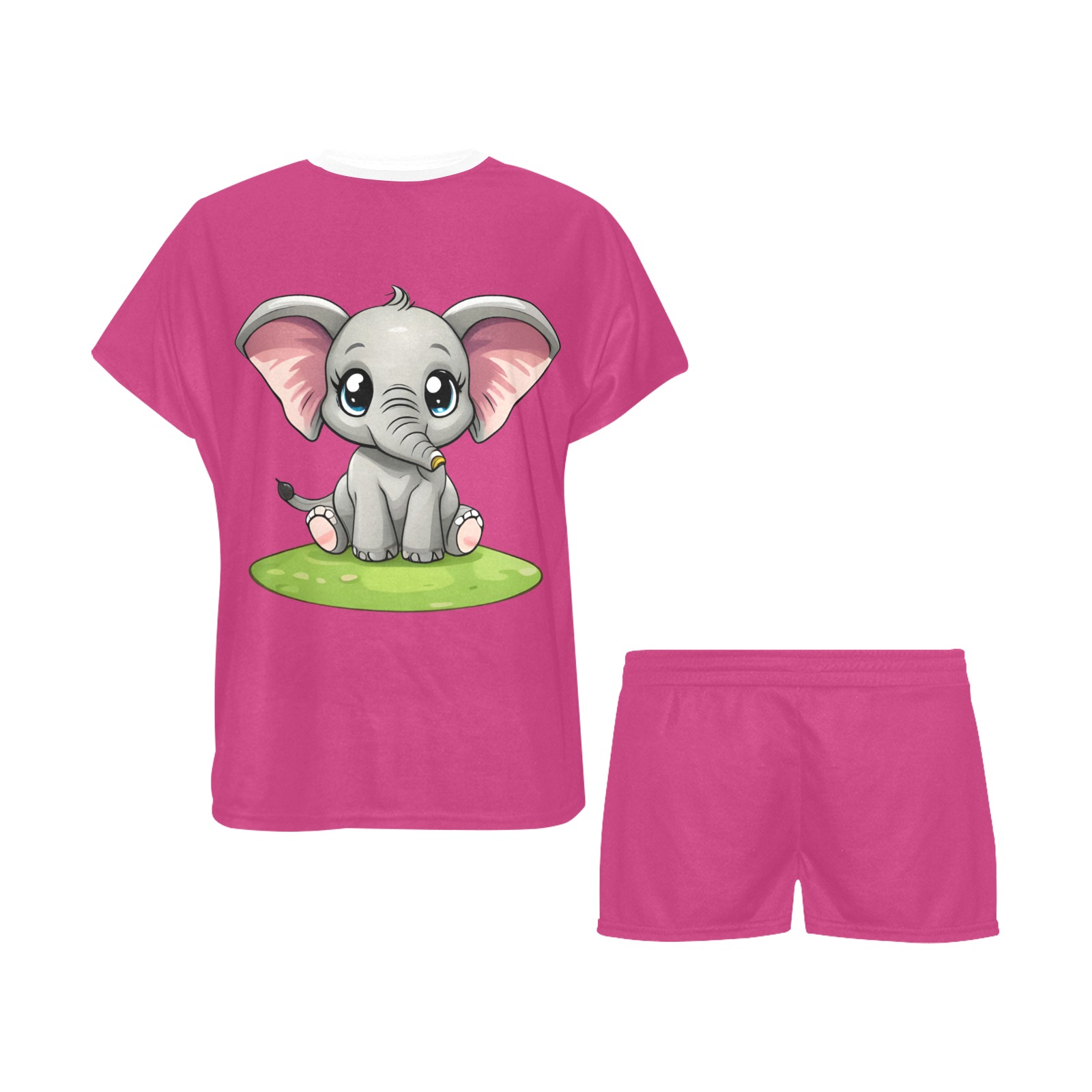 Cute baby elephant Women's Short Pajama Set