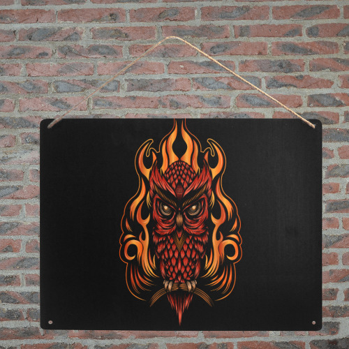 Fire Owl Metal Tin Sign 12"x8"