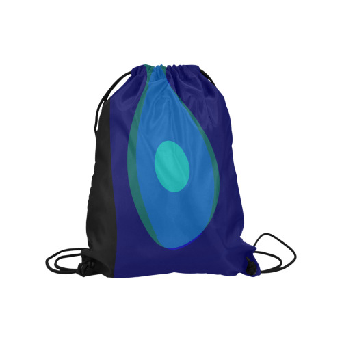 Dimensional Blue Abstract 915 Medium Drawstring Bag Model 1604 (Twin Sides) 13.8"(W) * 18.1"(H)