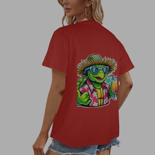 GREEN SEA TURTLE-ALOHA Women's Glow in the Dark T-shirt (Two Sides Printing)