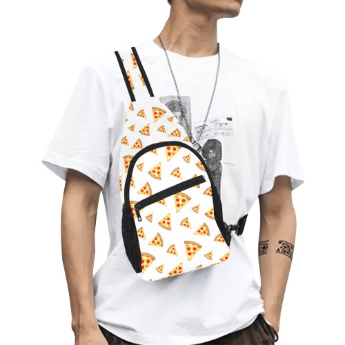 Cool and fun pizza slices pattern on white All Over Print Chest Bag (Model 1719)