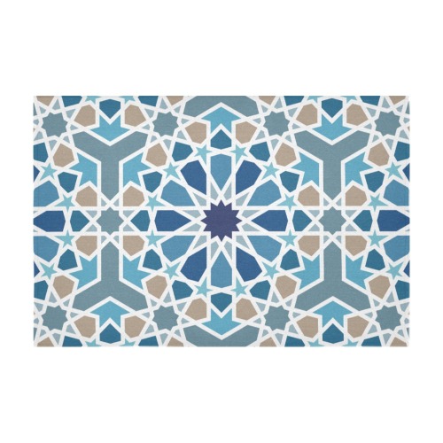 Arabic Geometric Design Pattern Cotton Linen Tablecloth 60" x 90"