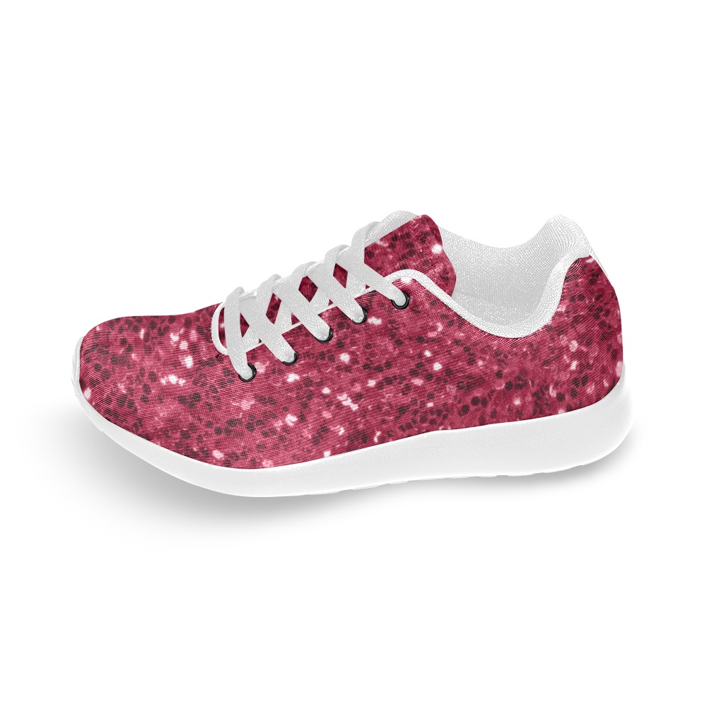 Magenta dark pink red faux sparkles glitter Men’s Running Shoes (Model 020)