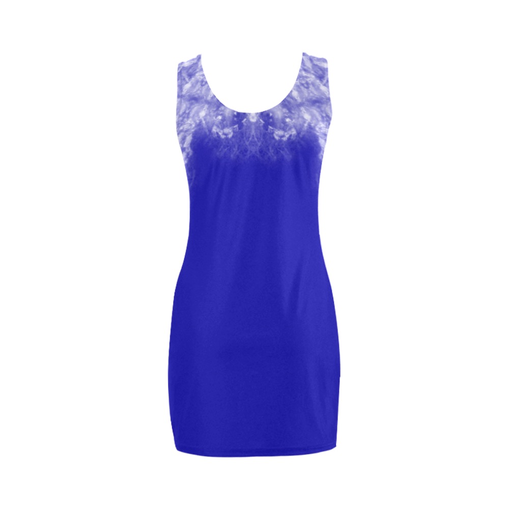 Ô Fractal Snowflake Collar on Bright Blue Medea Vest Dress (Model D06)