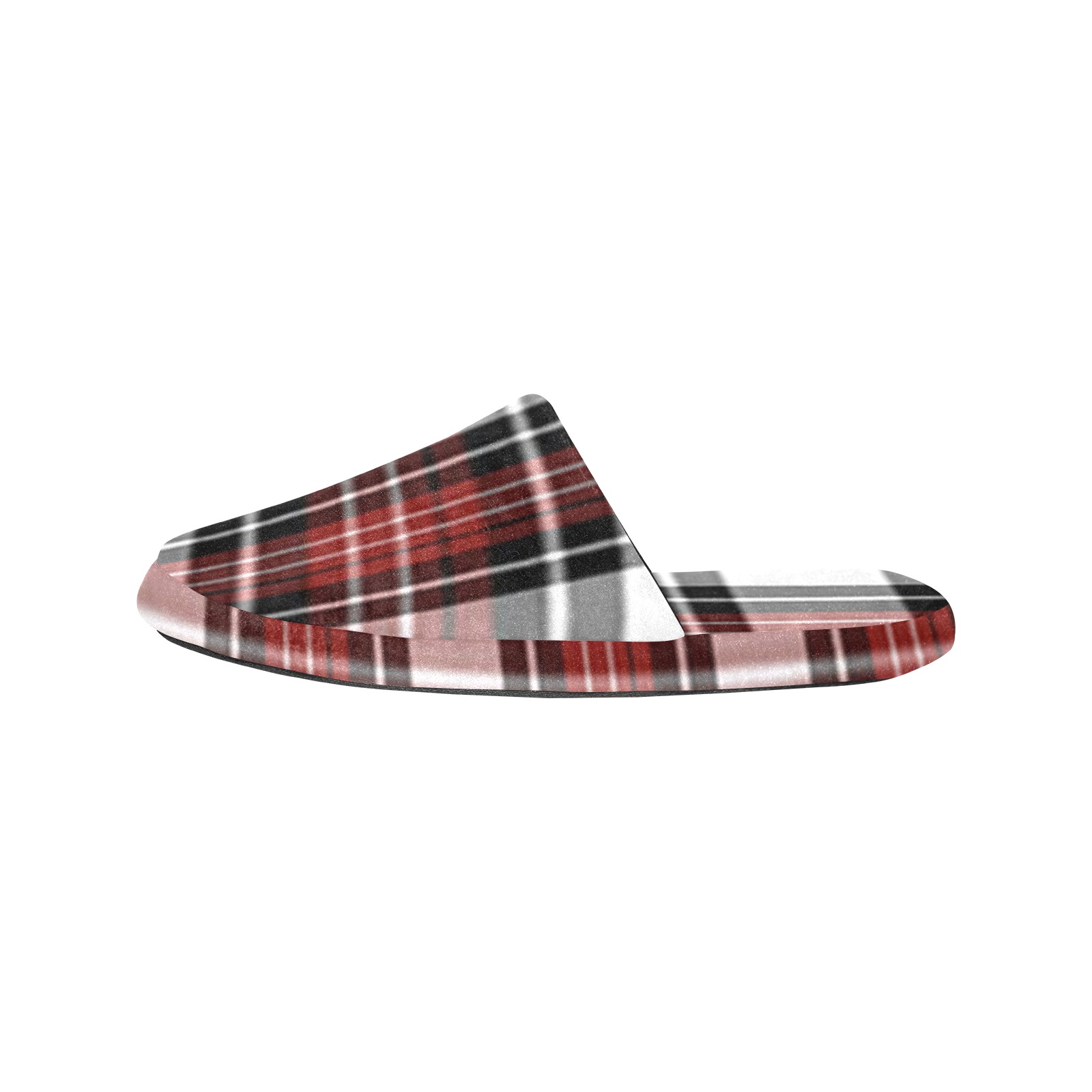 Red Black Plaid Men's Cotton Slippers (Model 0601)