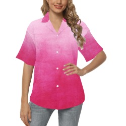 Perky Pink Gradient All Over Print Hawaiian Shirt for Women (Model T58)