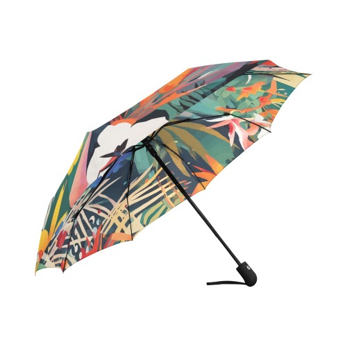 Tropical summer flowers, colorful plants cool art. Auto-Foldable Umbrella (Model U04)