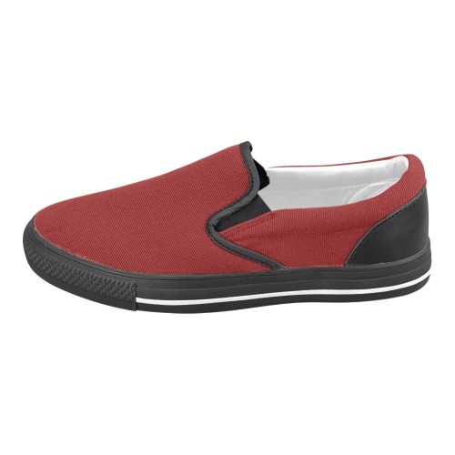color maroon Men's Slip-on Canvas Shoes (Model 019)