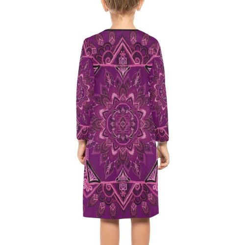 gamba purple Girls' Long Sleeve Dress (Model D59)