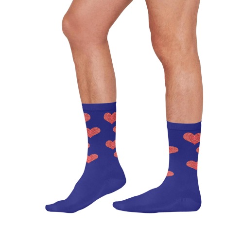 Bandana Hearts on Blue All Over Print Socks for Men