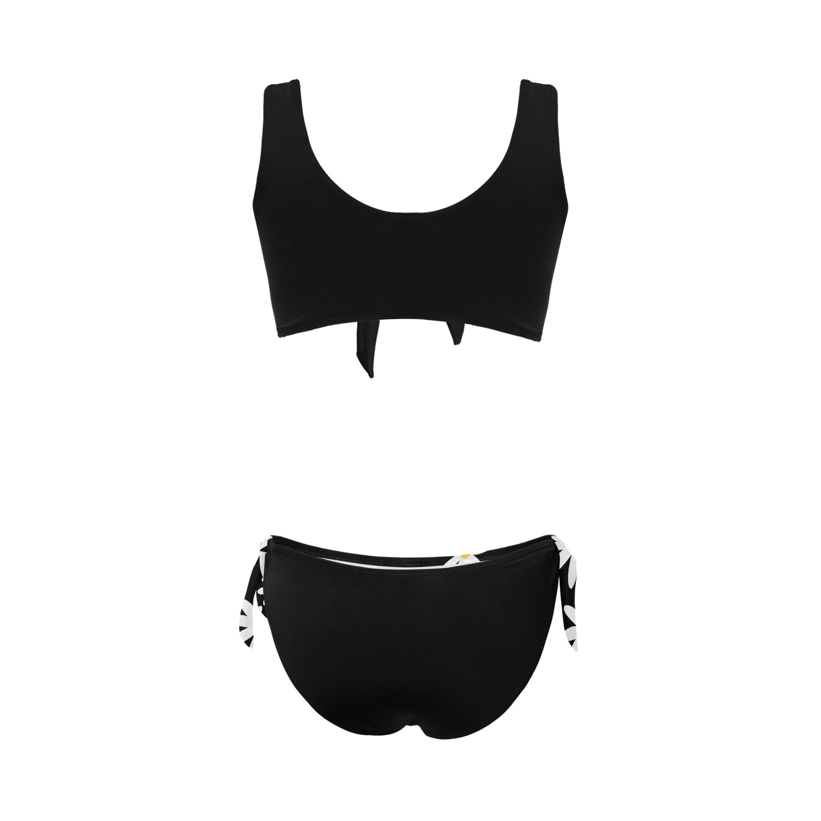 Daisy Woman's Swimwear Black Bow Tie Front Bikini Swimsuit (Model S38)