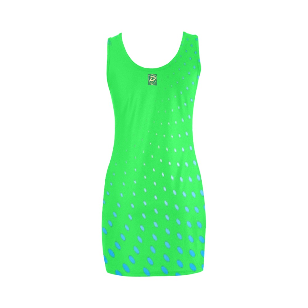DIONIO Clothing - Ladies' Neon Green & Blue Spritzey Medea Vest Dress Medea Vest Dress (Model D06)