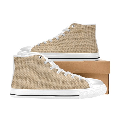 Burlap Fabric Men’s Classic High Top Canvas Shoes (Model 017)