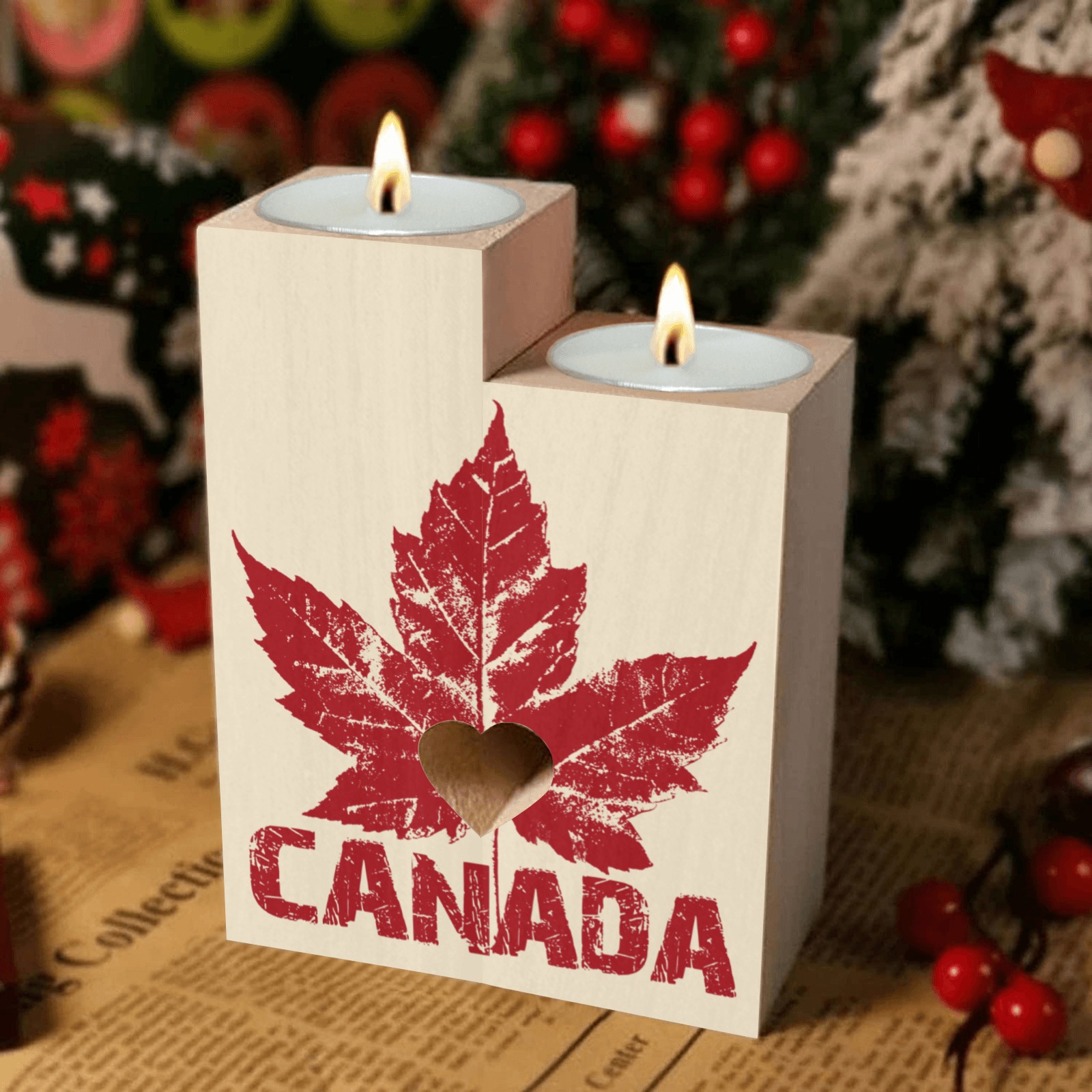 Cool Canada Candle Holders Wooden Candle Holder (Without Candle)