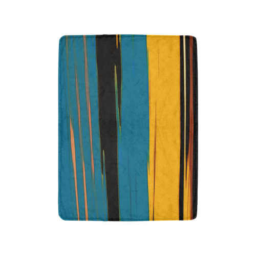 Black Turquoise And Orange Go! Abstract Art Ultra-Soft Micro Fleece Blanket 30"x40" (Thick)