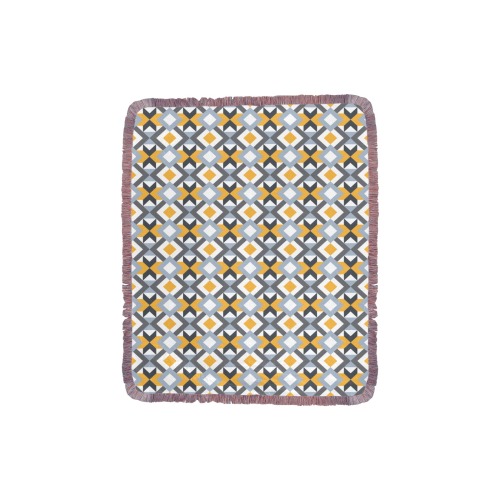 Retro Angles Abstract Geometric Pattern Ultra-Soft Fringe Blanket 30"x40" (Mixed Pink)
