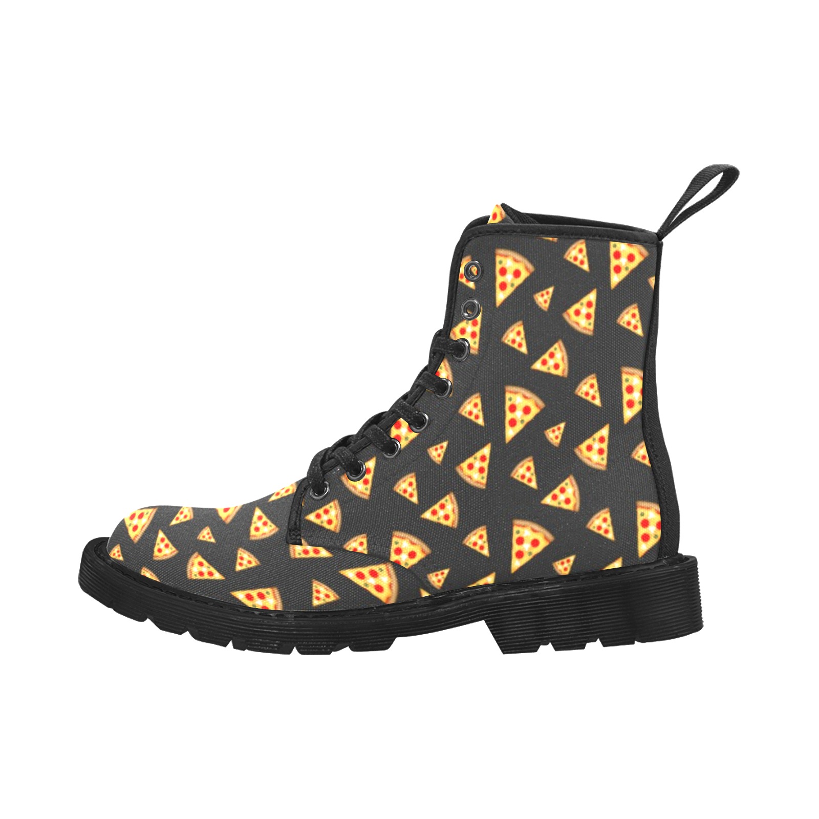Cool and fun pizza slices dark gray pattern Martin Boots for Men (Black) (Model 1203H)