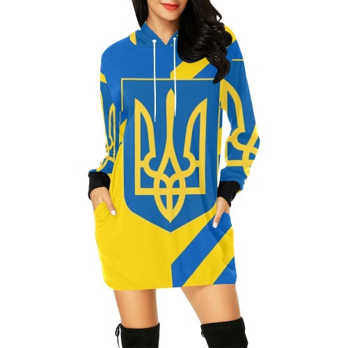 UKRAINE All Over Print Hoodie Mini Dress (Model H27)