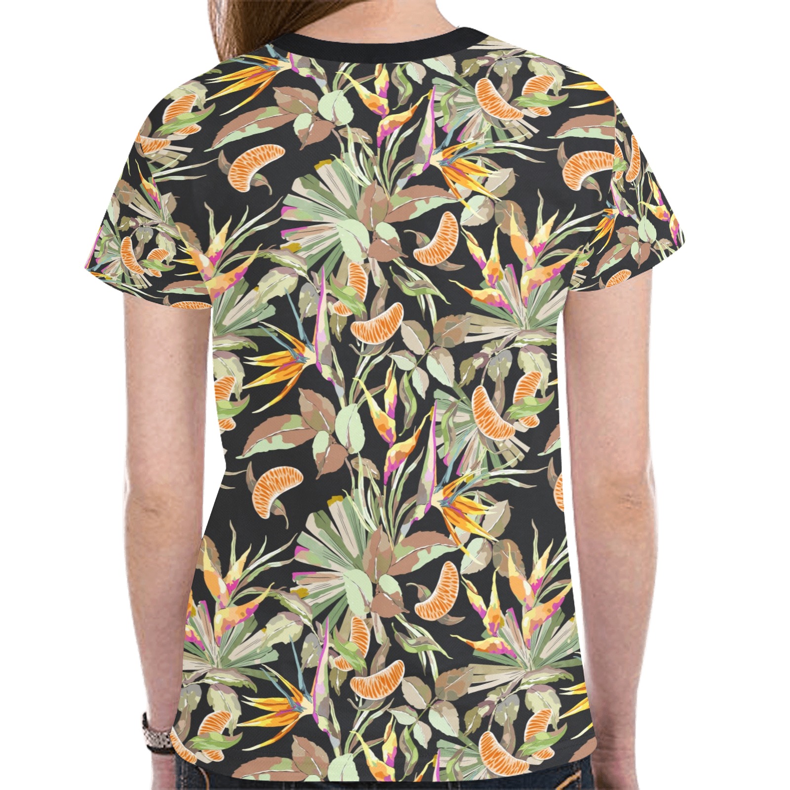 Dark modern paint tropical paradise-02 New All Over Print T-shirt for Women (Model T45)