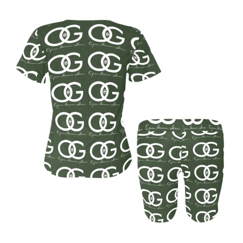 Green OSG Shirt & Shorts Set Women's Short Yoga Set