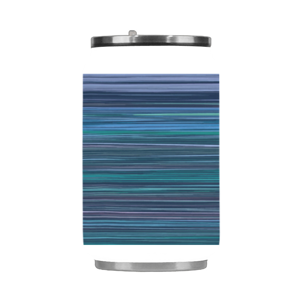 Abstract Blue Horizontal Stripes Stainless Steel Vacuum Mug (10.3OZ)