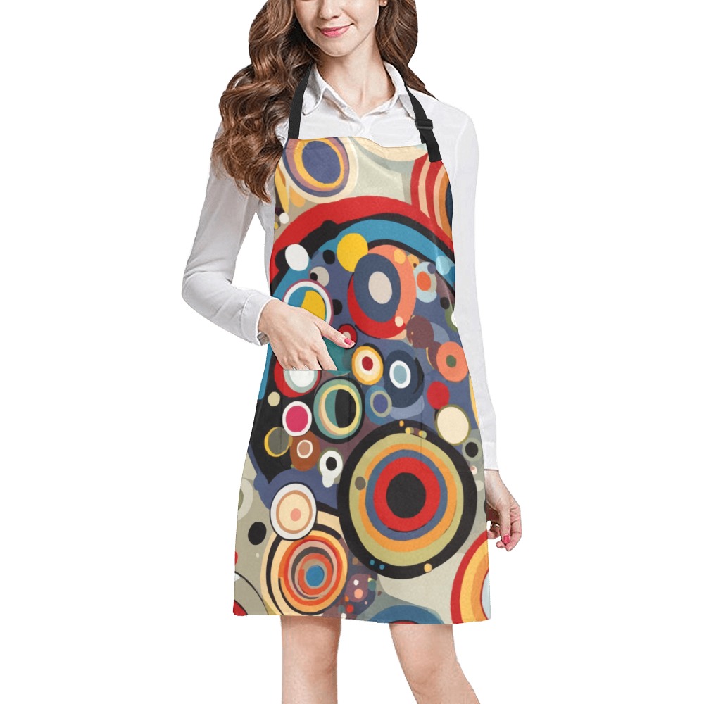 Fantastic colorful rings, dots abstract art. All Over Print Apron