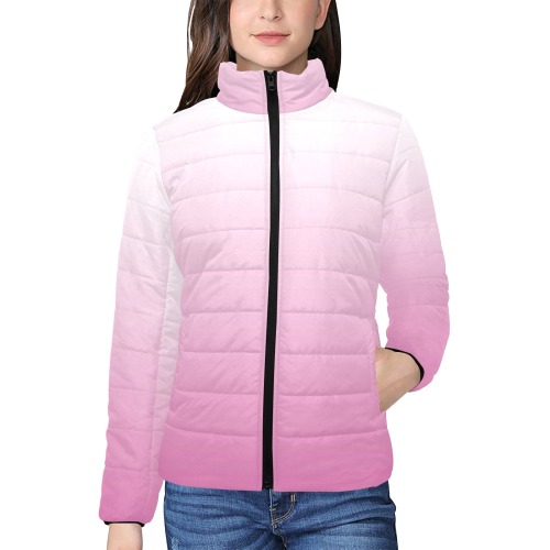 Pink Ombre Women's Stand Collar Padded Jacket (Model H41)