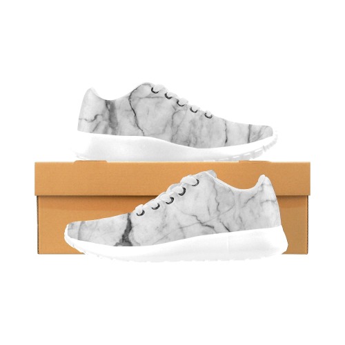 White gray marble texture Men’s Running Shoes (Model 020)