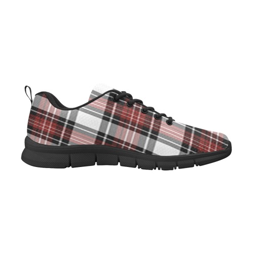 Red Black Plaid Women's Breathable Running Shoes (Model 055)