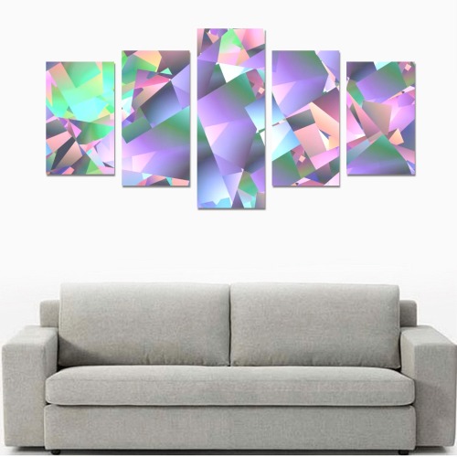 Scattered Pastel Fragments Abstract Canvas Print Sets C (No Frame)