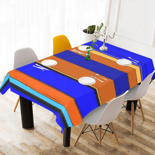 Abstract Blue And Orange 930 Cotton Linen Tablecloth 60"x120"