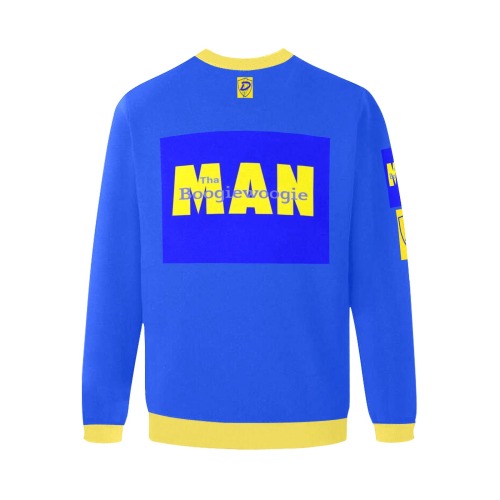 DIONIO clothing - Tha Boogiewoogie Man Blue Oversized Sweatshirt (Blue Yellow Logo) Men's Oversized Fleece Crew Sweatshirt (Model H18)