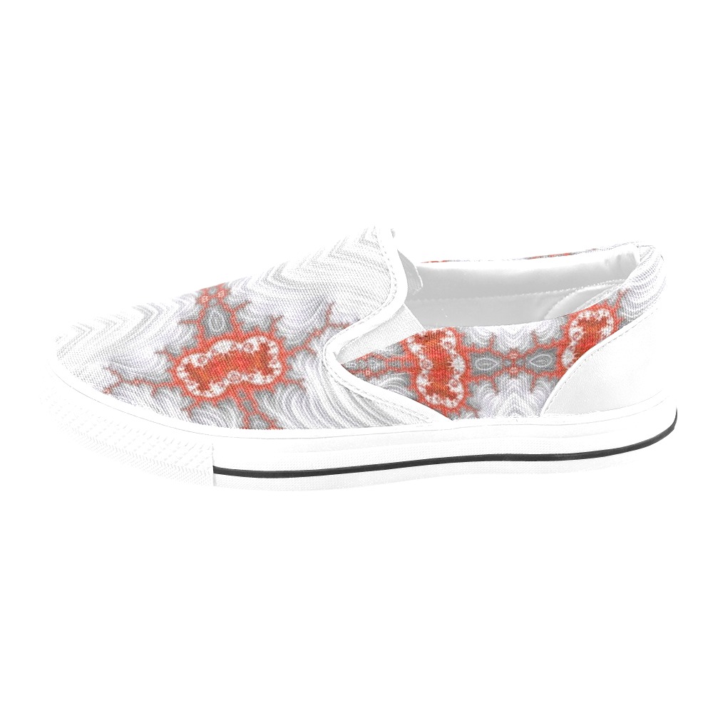 Lacy Lava on Snow Drifts Fractal Abstracts Women's Slip-on Canvas Shoes (Model 019)