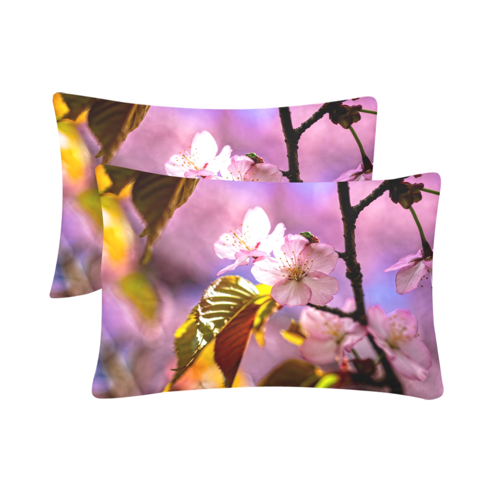 Sakura cherry flowers bloom in the secret garden. Custom Pillow Case 20"x 30" (One Side) (Set of 2)