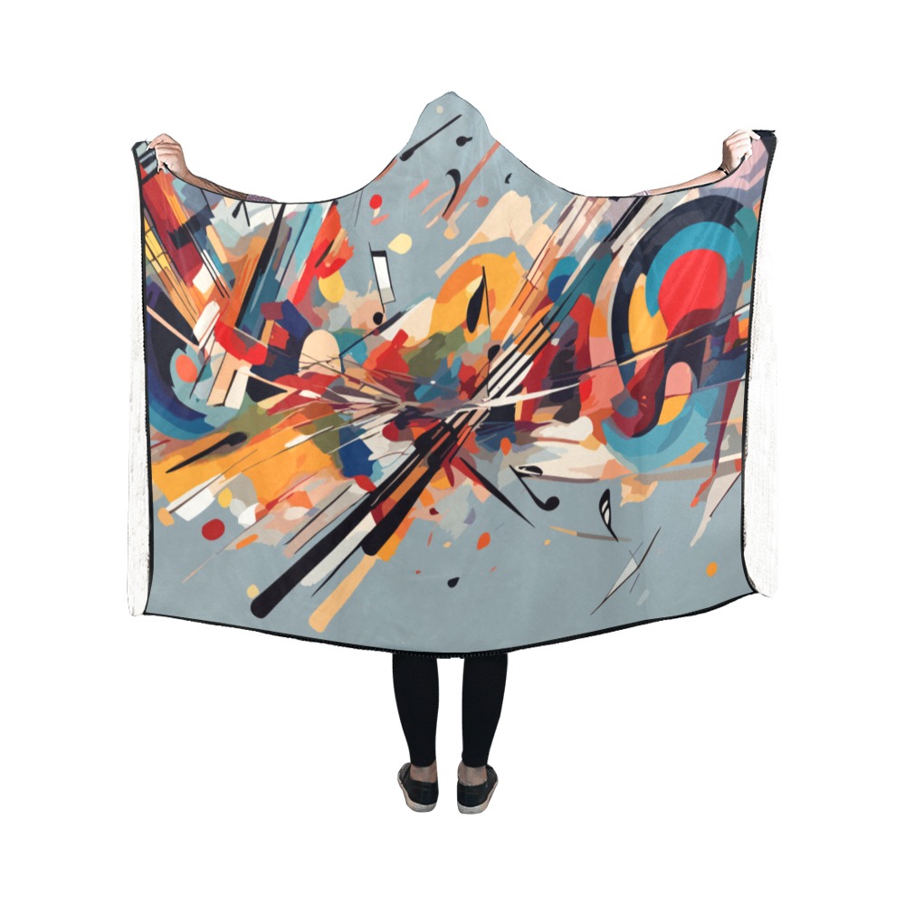 Music and notes. Charming colorful abstract art Hooded Blanket 50''x40''