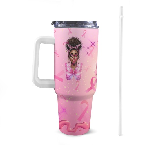 Tumbler for Breast Cancer Awareness 40oz Tumbler with White Handle