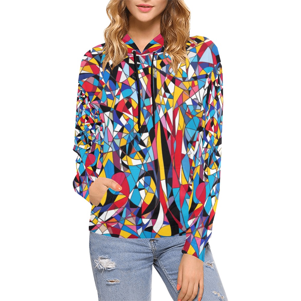 Colorful trendy abstract art of geometric shapes. All Over Print Hoodie for Women (USA Size) (Model H13)