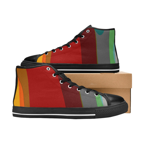 Colorful Abstract 118 Women's Classic High Top Canvas Shoes (Model 017)