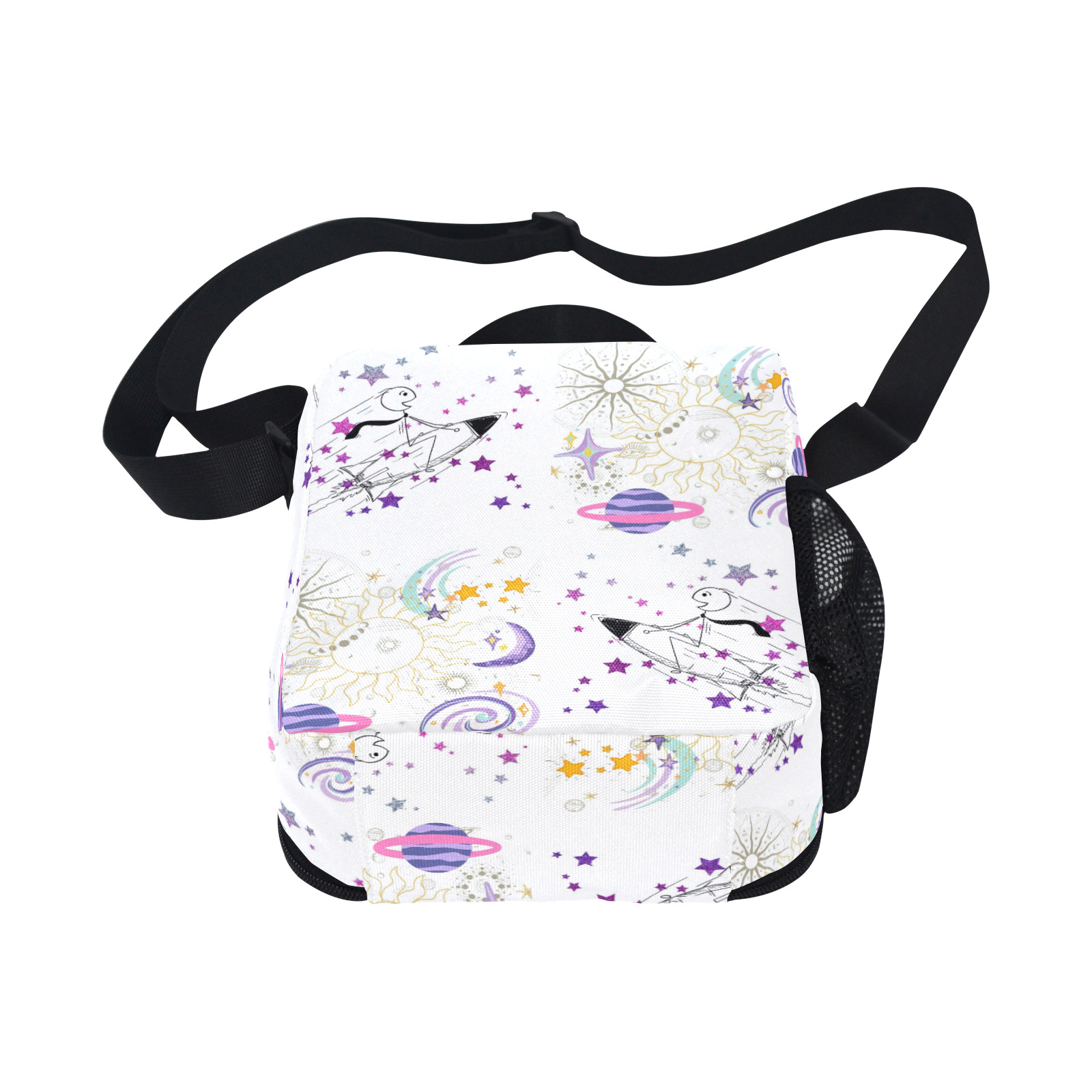 Time and Spaceman Patchwork Pattern All Over Print Crossbody Lunch Bag for Kids (Model 1722)