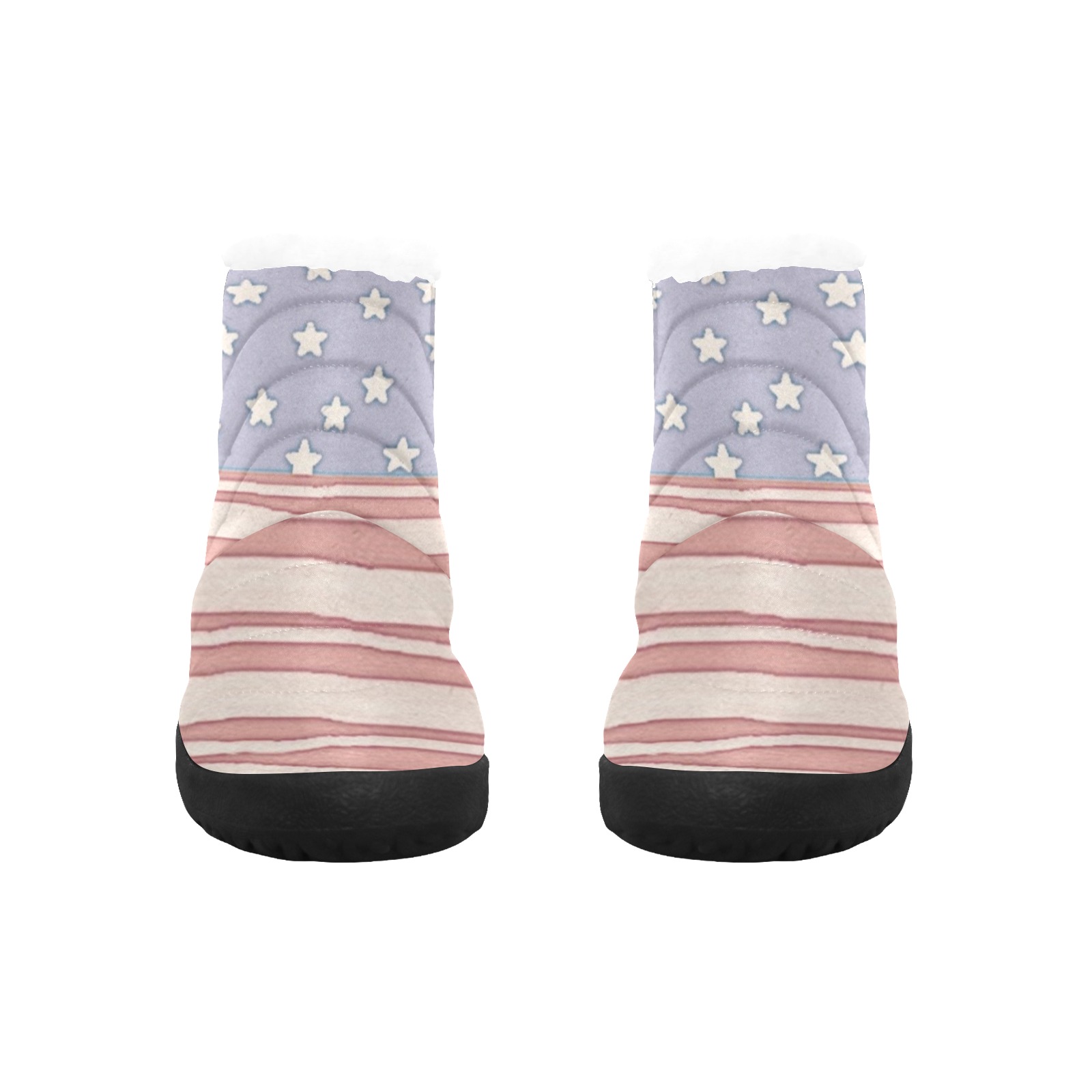 American flag Women's Cotton-Padded Shoes (Model 19291)