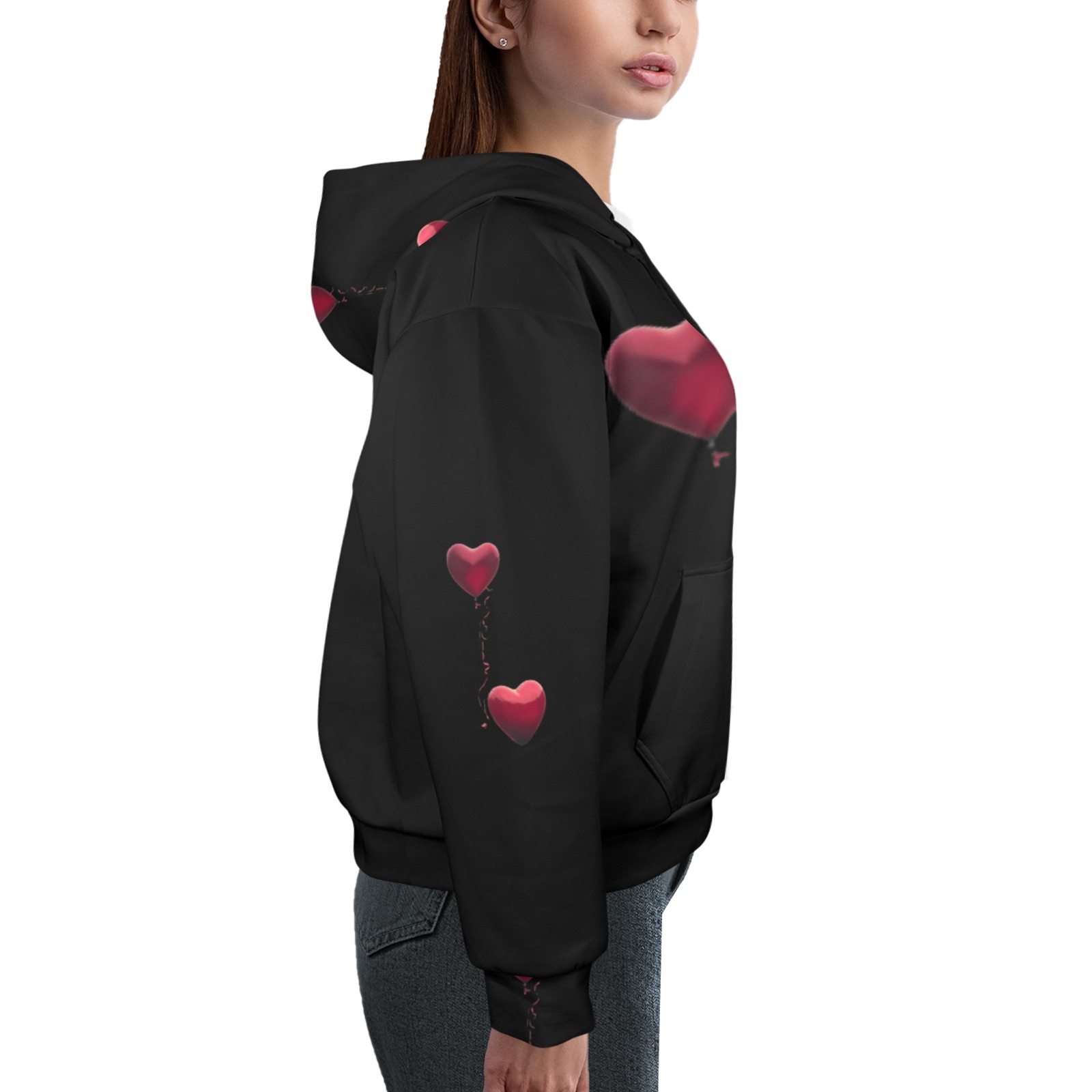 heart Women's All Over Print Hoodie (Model H61)